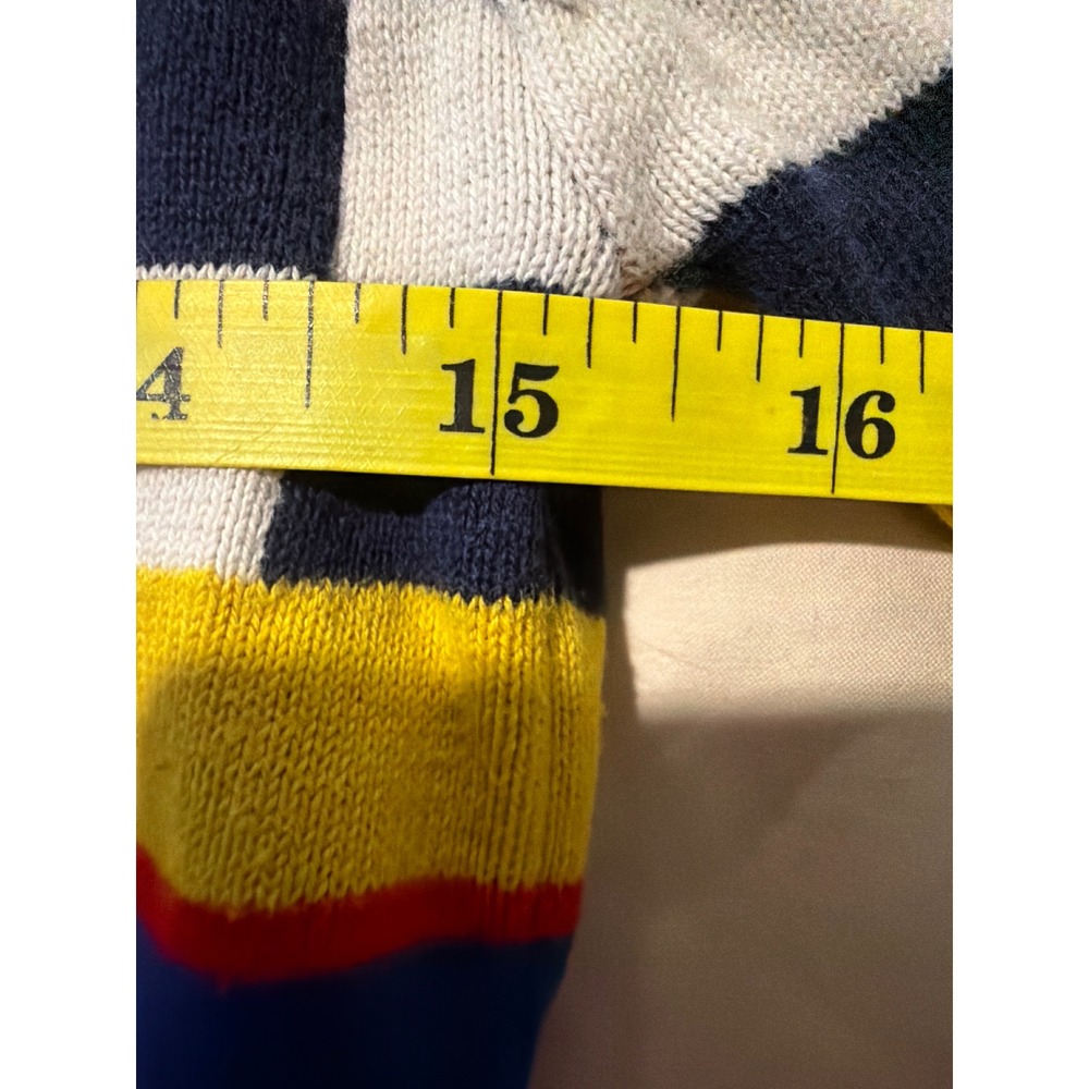 United Colors of Benetton Womens Striped Checkerboard Cotton Sweater Multi EL - Picture 3 of 7